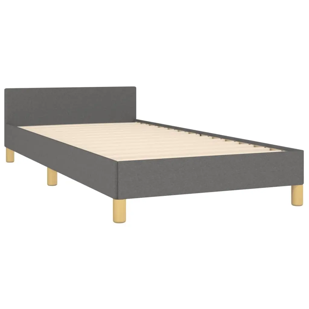 Bed Frame Adjustable Height Grey Fabric King Single Size 107x203 cm