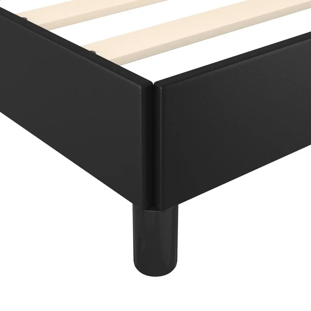 Double Bed Frame with Headboard 137x187cm Black Faux Leather Adjustable Support