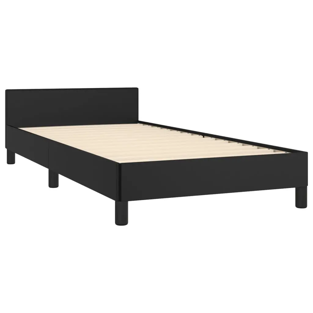 King Single Bed Frame Adjustable Height Black Velvet Faux Leather