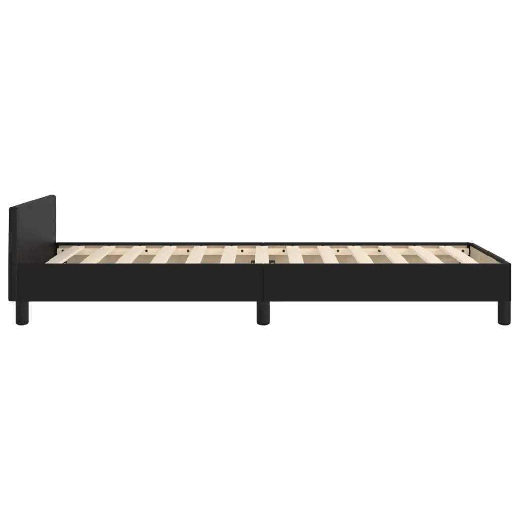 King Single Bed Frame Adjustable Height Black Velvet Faux Leather
