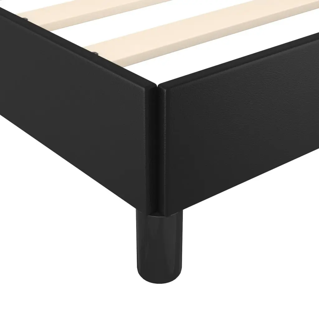King Single Bed Frame Adjustable Height Black Velvet Faux Leather