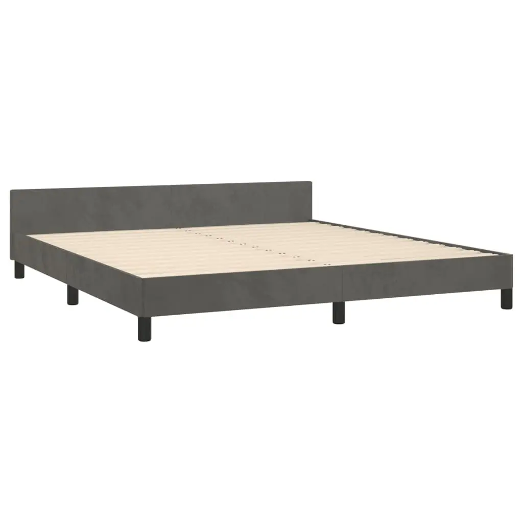 Queen Bed Frame Adjustable Headboard Dark Grey Velvet 152x203cm