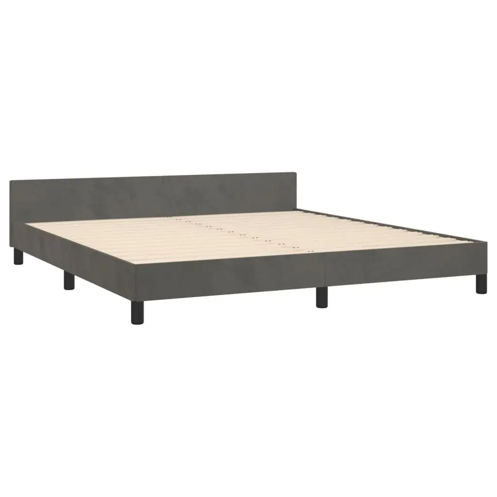Queen Bed Frame Adjustable Headboard Velvet Upholstery 152 x 203 cm Dark Grey