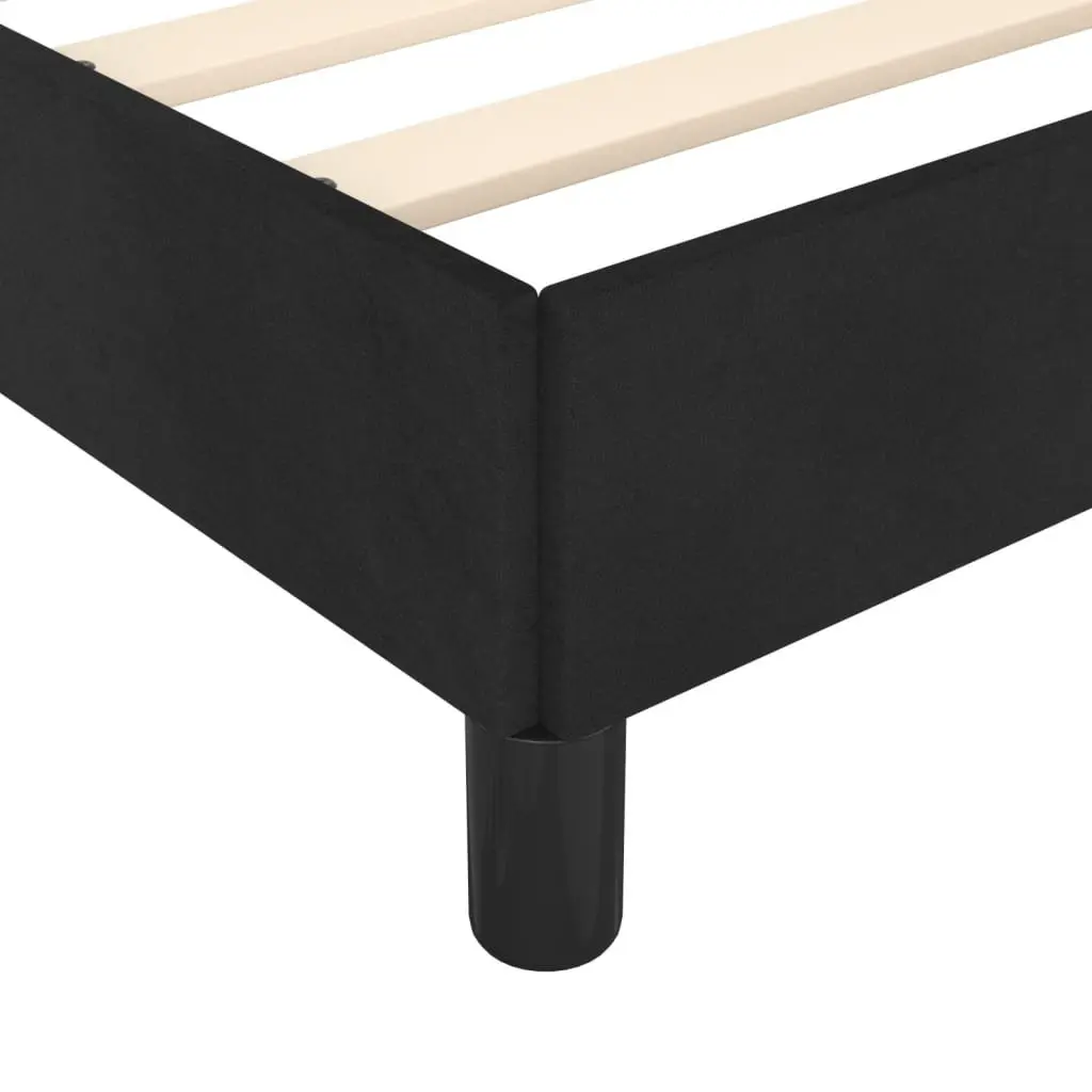 Bed Frame Queen Size Black Velvet Adjustable Height Soft Headboard Plywood Slats 152x203cm