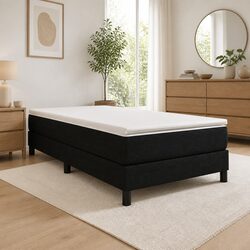 Box Spring Bed with Integrated Mattress King Single 106x203 cm Black