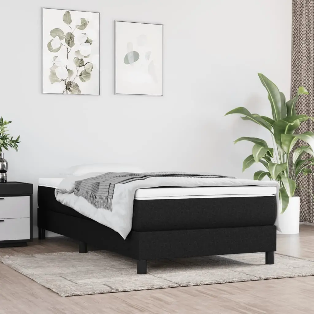 Box Spring Bed with Pocket Spring Mattress Medium Firm King Single 106x203 cm Black Fabric