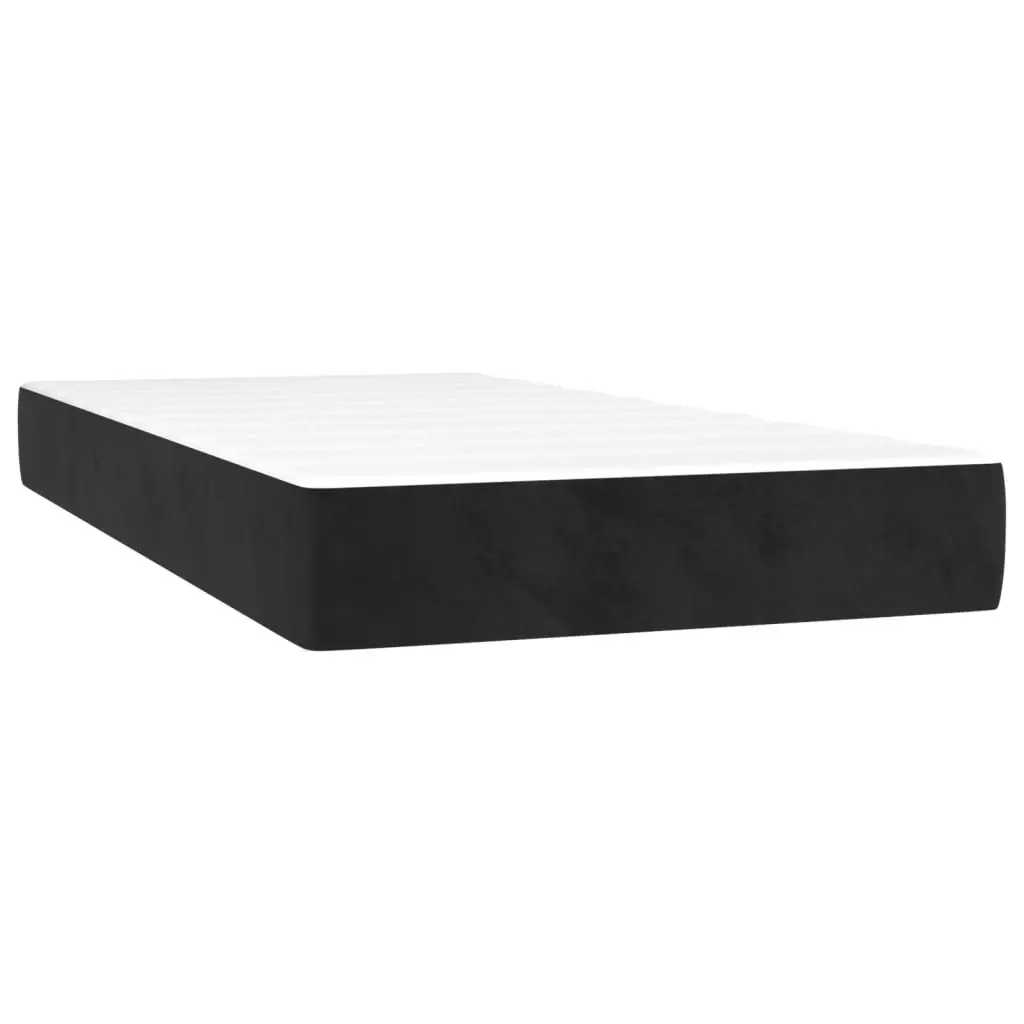Box Spring Bed with Pocket Spring Mattress Medium-Hard King Single Black Velvet 106x203 cm