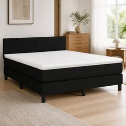 Queen Box Spring Bed with Pocket Spring Mattress in Black