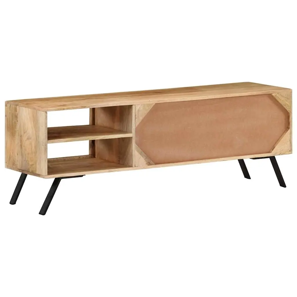 TV Cabinet 110x30x40 cm Solid Mango Wood Beige Sideboard Storage Unit