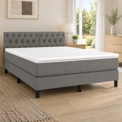 Queen Size Box Spring Bed with Adjustable Headboard
