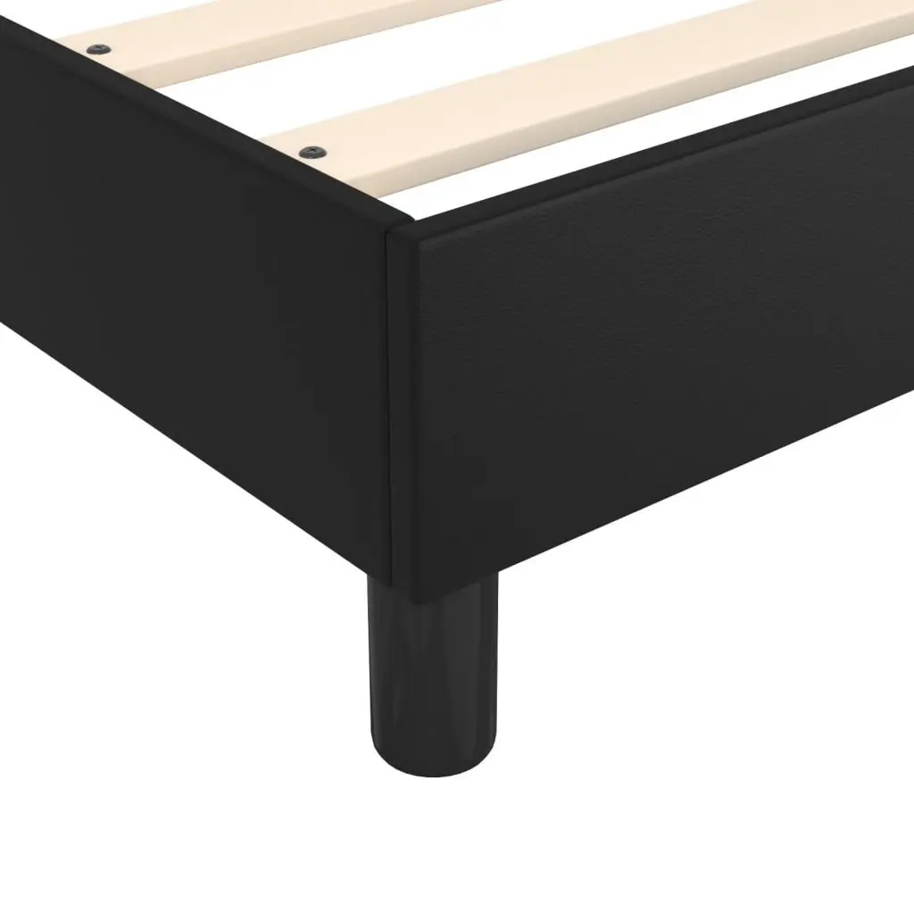 Queen Size Box Spring Bed with Pocket Spring Mattress Medium Firm Black Faux Leather
