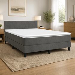 Chic Queen Size Velvet Bed with Pocket Spring Mattress