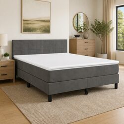 Queen Box Spring Bed with Pocket Spring Mattress and Velvet Frame