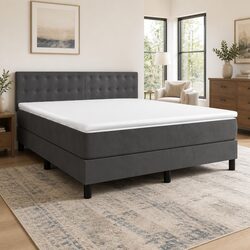 Box Spring Bed with Adjustable Headboard and Mattress