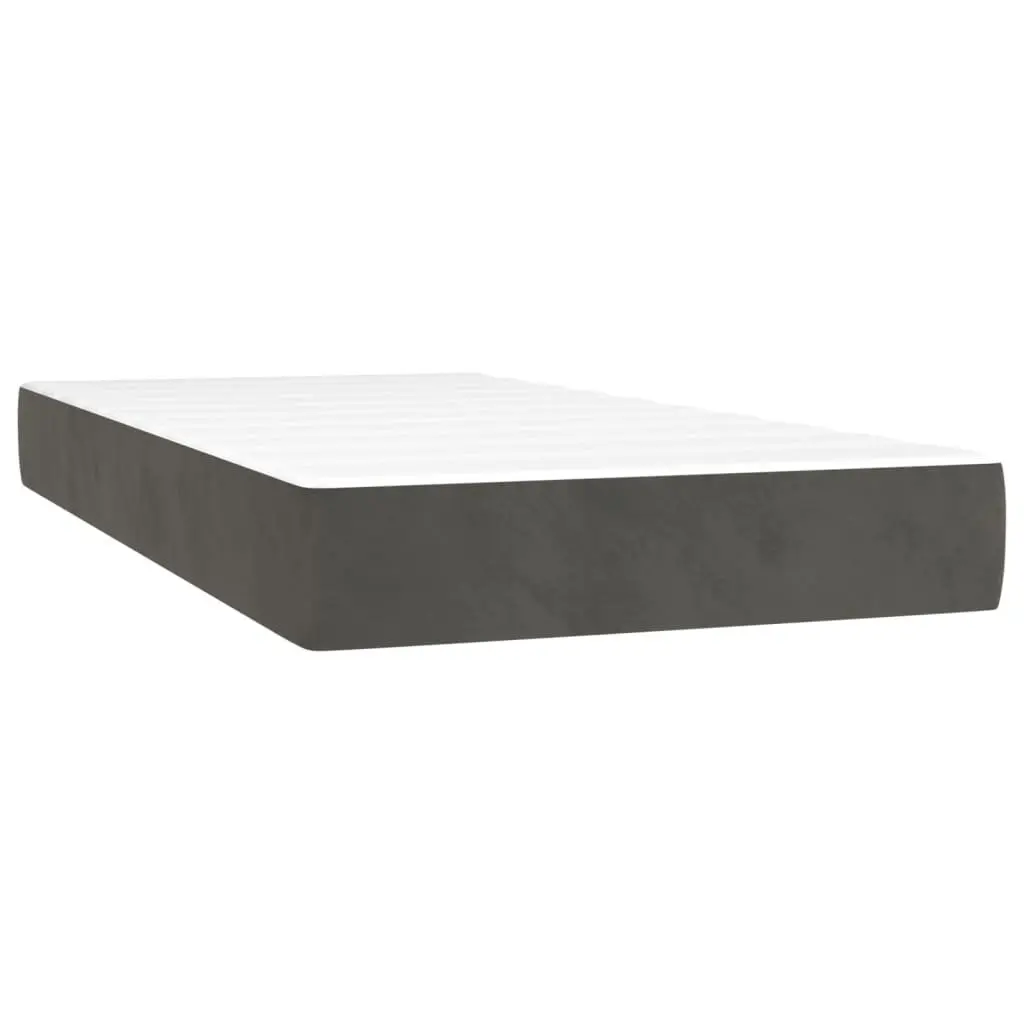 Box Spring Bed with Pocket Spring Mattress King Single Grey Velvet Headboard