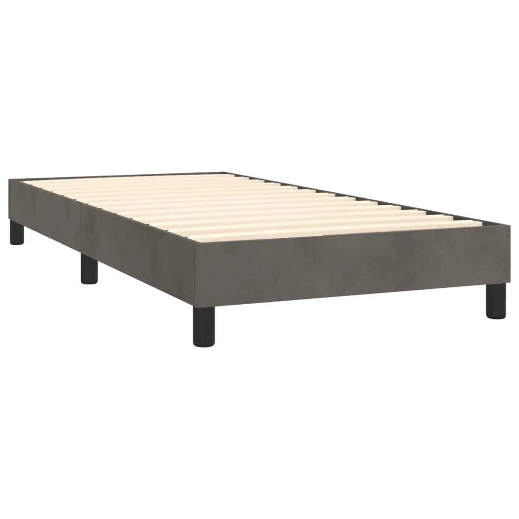 Box Spring Bed Medium Firm King Single Grey Velvet