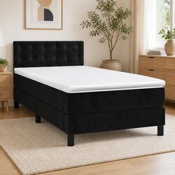 Box Spring Bed with Adjustable Headboard and Pocket Spring Mattress