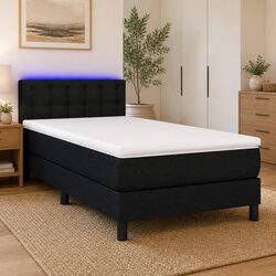 Box Spring Bed with Adjustable Headboard and Pocket Spring Mattress