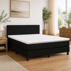 Queen Box Spring Bed with Pocket Spring Mattress, Black 152x203cm