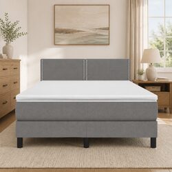 Modern Queen Size Box Spring Bed with LED and Mattress