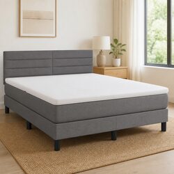 Queen Size Box Spring Bed with Pocket Spring Mattress and LED