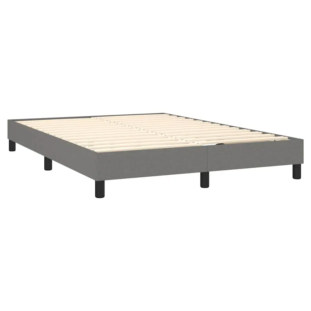 Queen Size Box Spring Bed with Adjustable LED Headboard Pocket Spring Mattress Grey Fabric