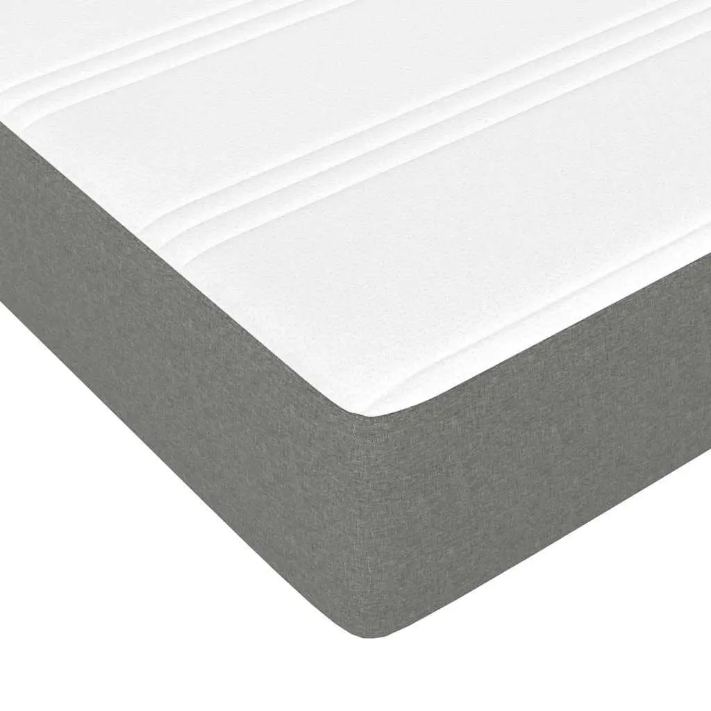 Queen Size Box Spring Bed with Adjustable LED Headboard Pocket Spring Mattress Grey Fabric