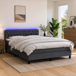Queen Box Spring Bed with Pocket Spring Mattress and Adjustable Headboard