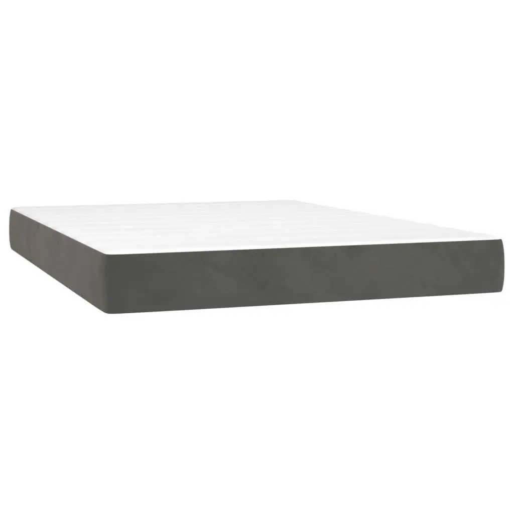 Queen Size Box Spring Bed with Pocket Spring Mattress Adjustable LED Headboard Dark Grey