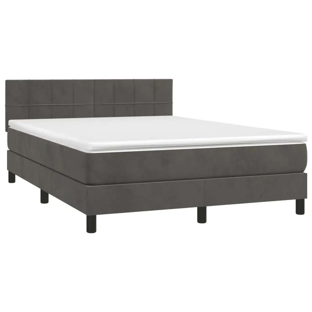 Pocket Spring Mattress Bed with Adjustable Headboard Grey Velvet Queen Size