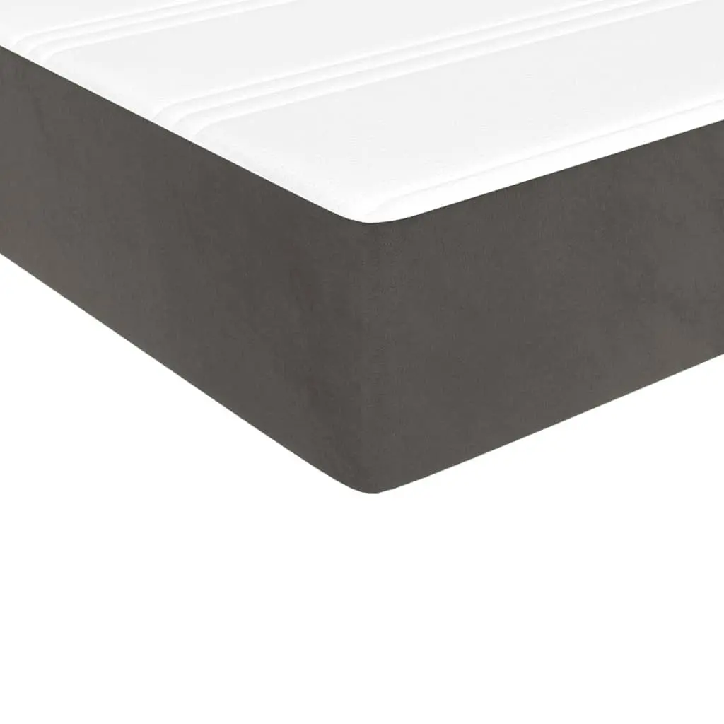 Pocket Spring Mattress Bed with Adjustable Headboard Grey Velvet Queen Size