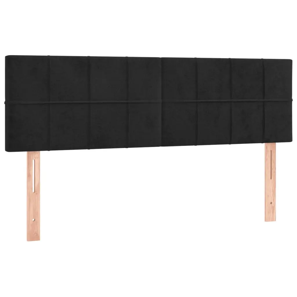 Queen Box Spring Bed with Pocket Spring Mattress Adjustable Velvet Headboard Black