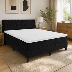 Queen Size Box Spring Bed with Pocket Mattress and LED Headboard