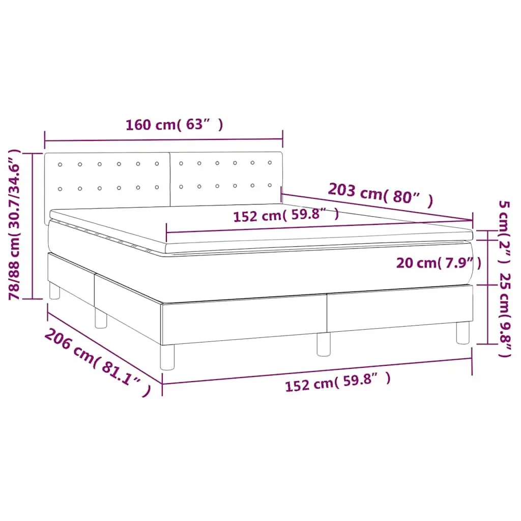 Box Spring Bed with Pocket Mattress Adjustable Velvet Headboard 152x203cm Black