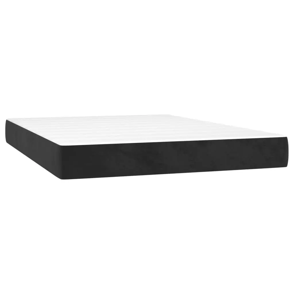 Box Spring Bed with Pocket Mattress Adjustable Velvet Headboard 152x203cm Black