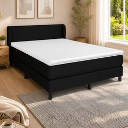 Modern Black Queen Size Bed with Adjustable Headboard