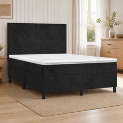 Box Spring Bed with Adjustable Velvet Headboard 137x187 cm