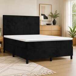 Stylish Queen Box Spring Bed with Velvet Pocket Spring Mattress