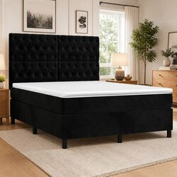 Queen Size Box Spring Bed with Adjustable Headboard
