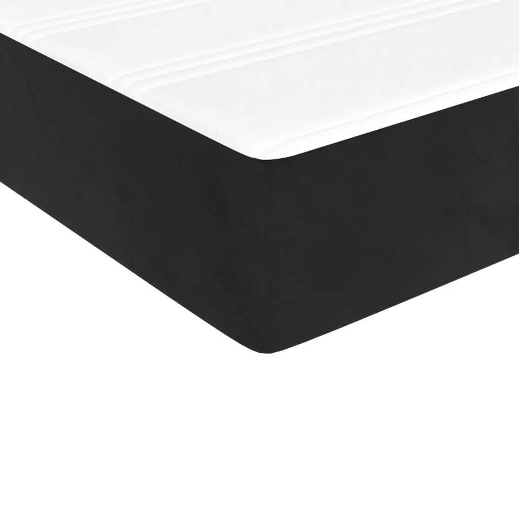 Box Spring Bed King Single with Pocket Spring Mattress Medium-Hard Support Black Velvet 106x203cm
