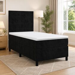 Modern Black Velvet King Single Bed with Pocket Springs