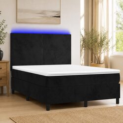 Queen Box Spring Bed with Pocket Spring Mattress and LED Headboard