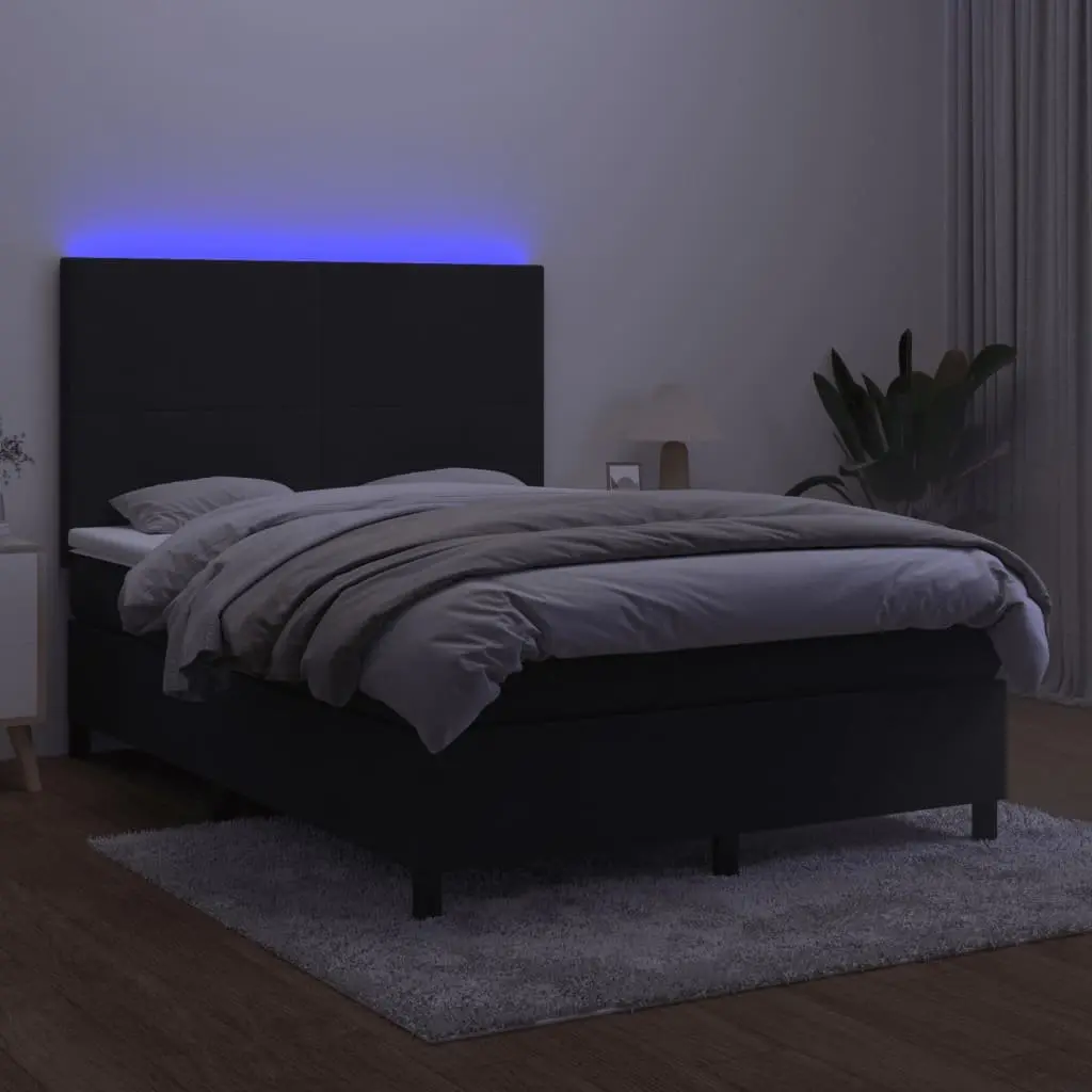 Queen Size Box Spring Bed with Pocket Spring Mattress Adjustable Velvet Headboard Black