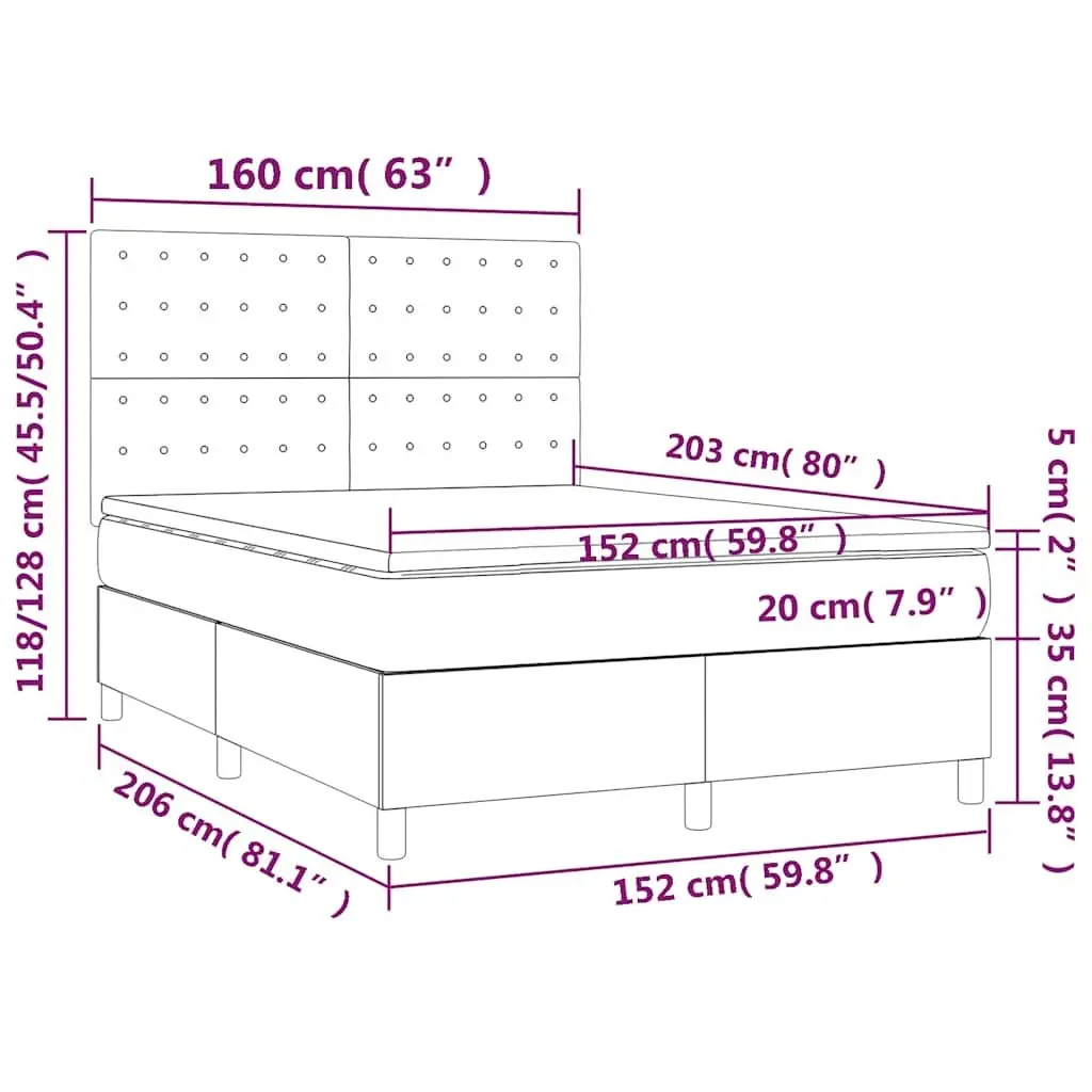 Queen Size Box Spring Bed with Adjustable Headboard Pocket Spring Mattress Black Velvet
