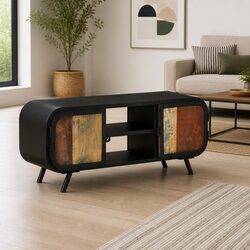 Reclaimed Wood TV Cabinet 110x30x45cm Industrial Storage Unit
