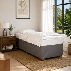 90x190 cm Slatted Base Grey Fabric Bed Frame