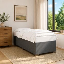 90x190 cm Bed Frame in Grey Fabric with Slatted Base