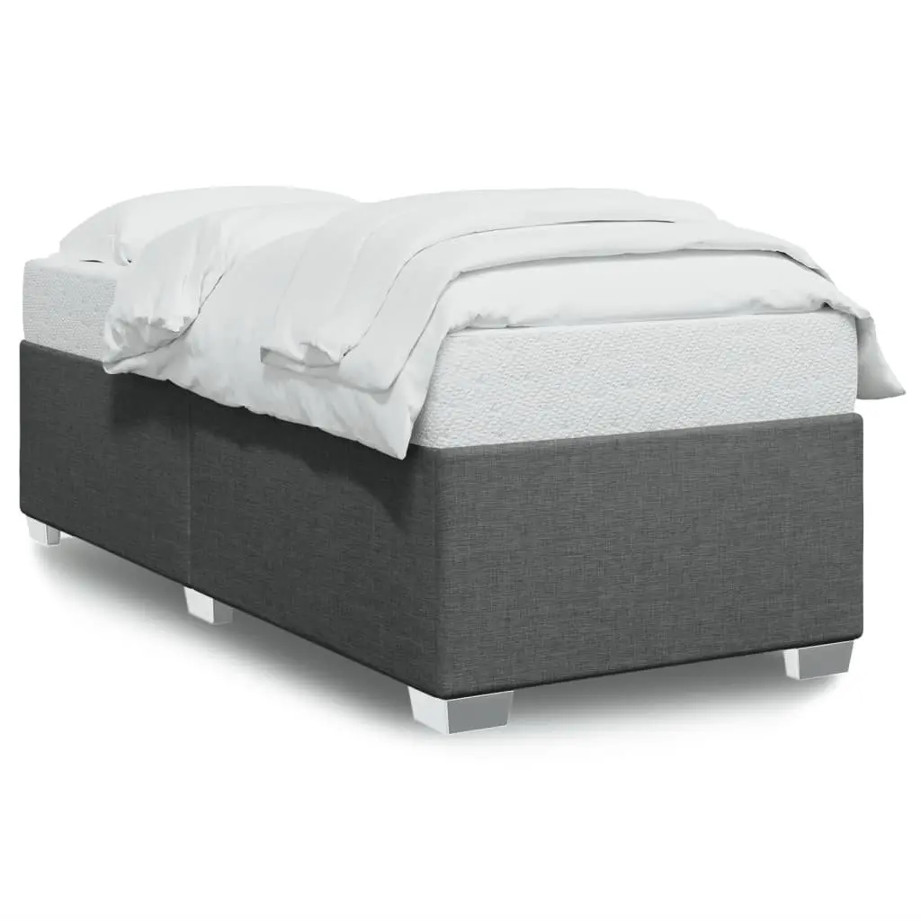 Grey Fabric Bed Frame with Slatted Base 90x190 cm Soft Polyester Bedroom Furniture