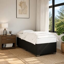 Fabric Upholstered Bed Frame in Black, 90x190 cm