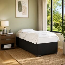 King Single Bed Frame with Polyester Fabric and Slats